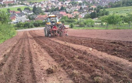 Traktor auf einem Weinberg